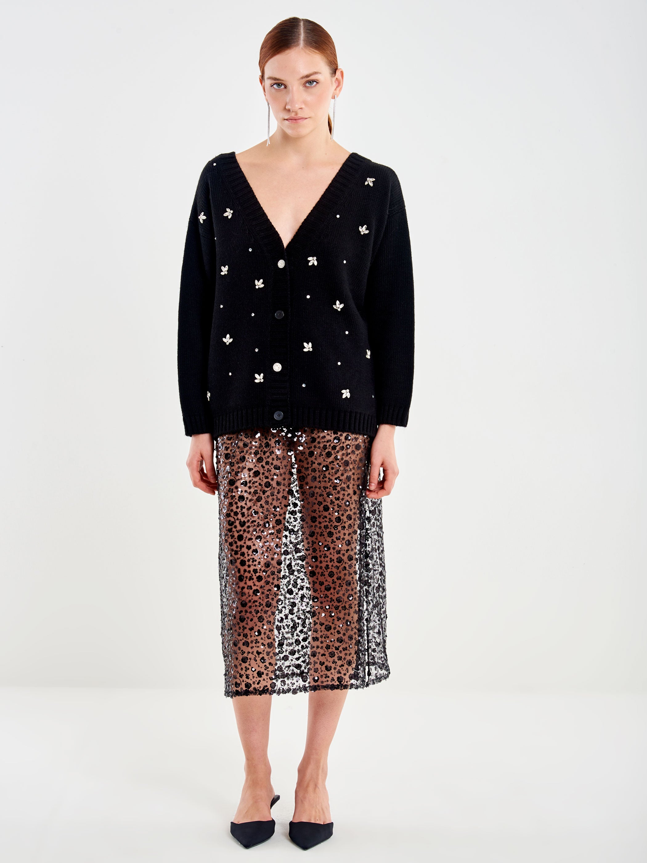 Gonna Midi Svasata con Paillettes