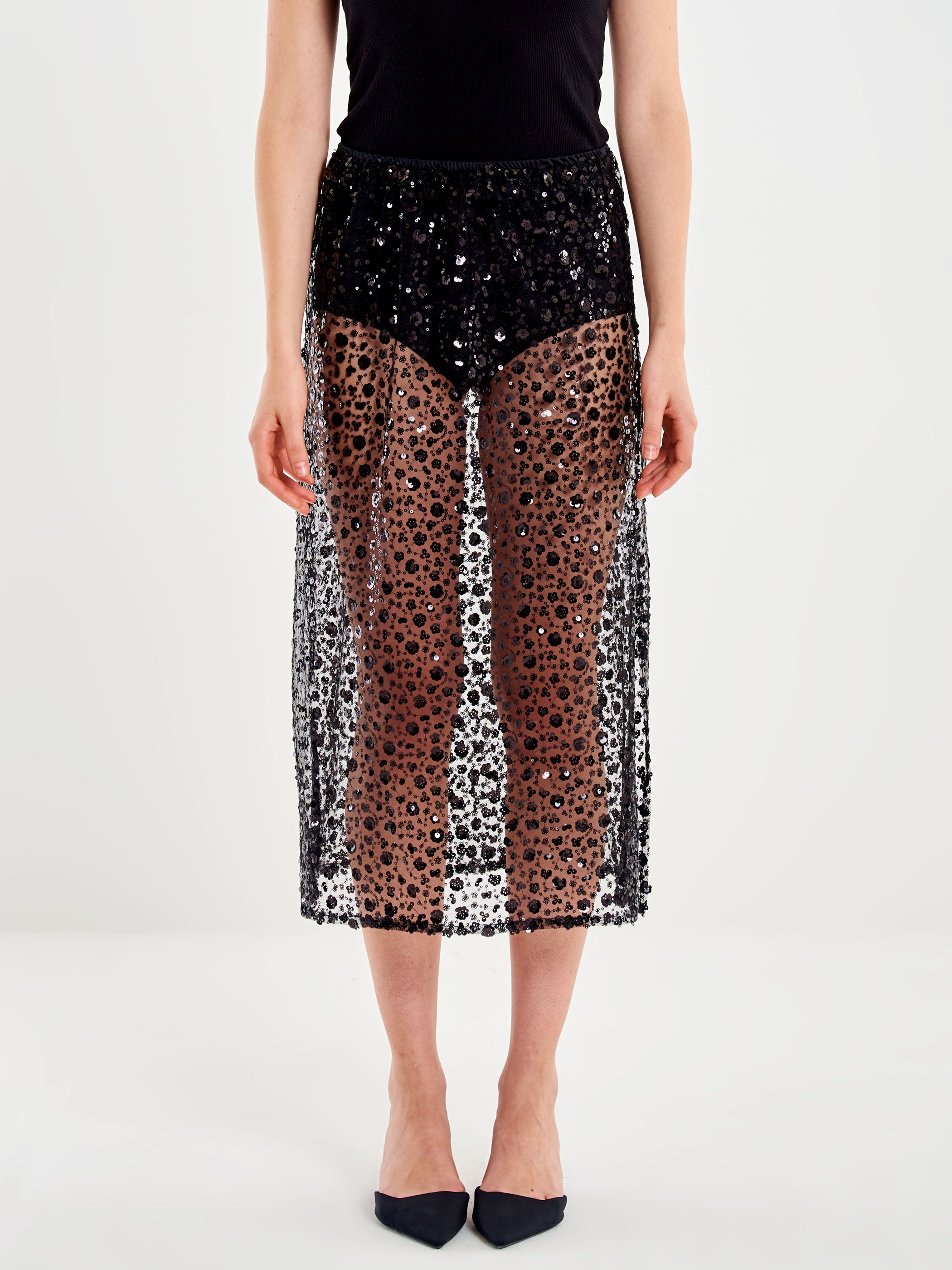 Gonna Midi Svasata con Paillettes