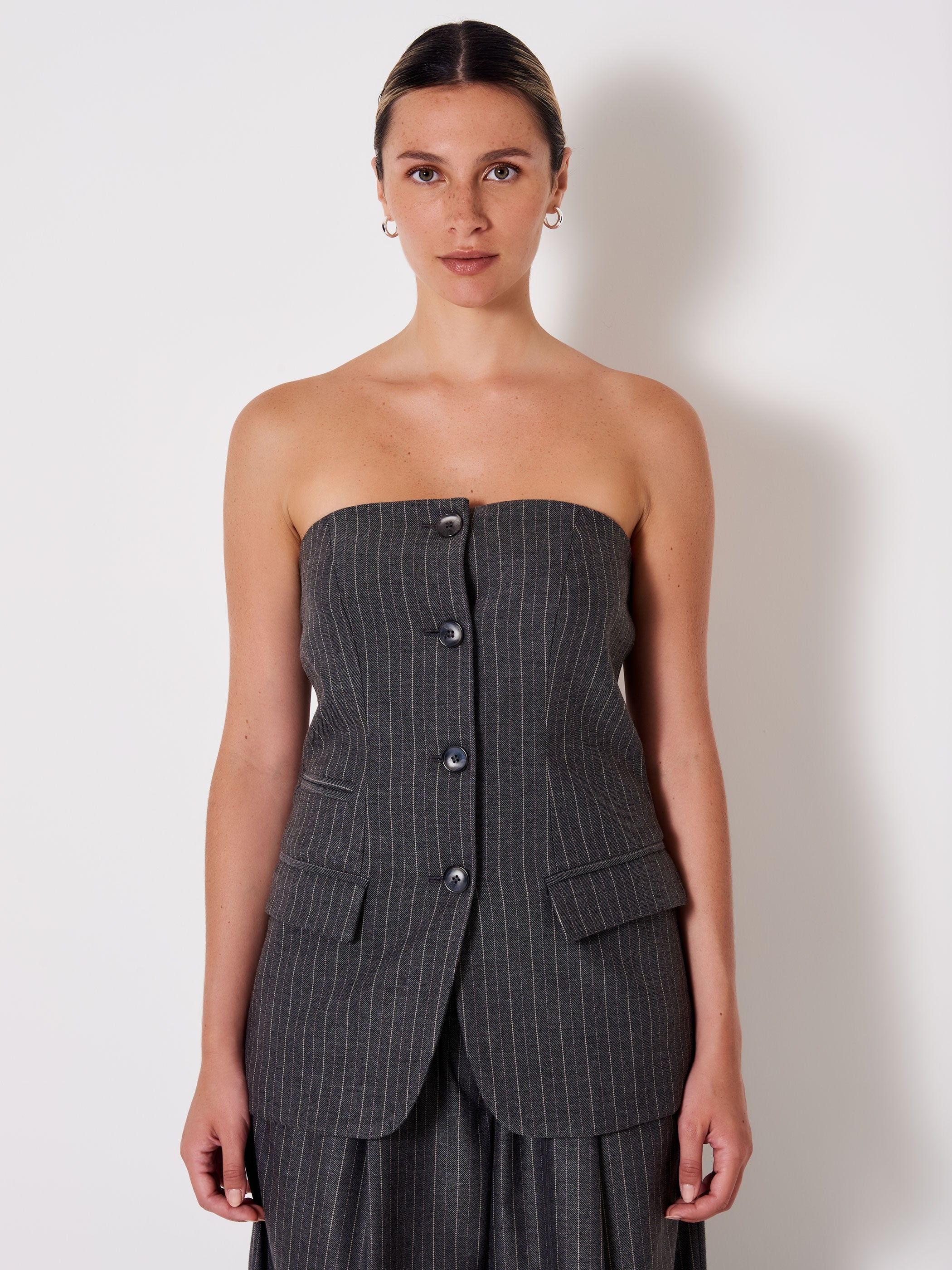 Pinstriped Bustier Vest