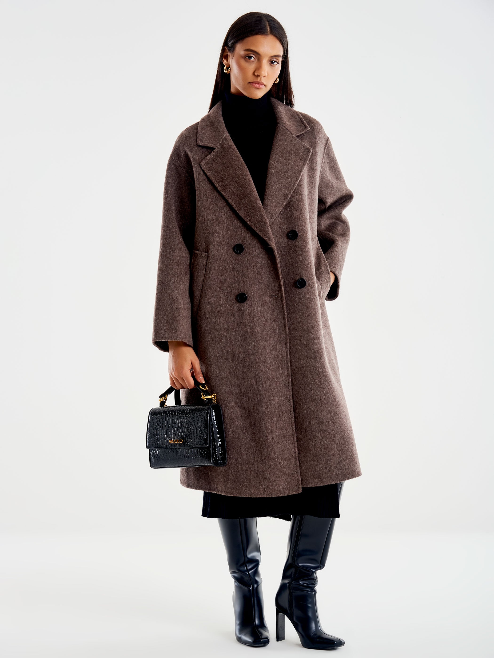 Vicolo Cappotto Doppiopetto Oversized Moro