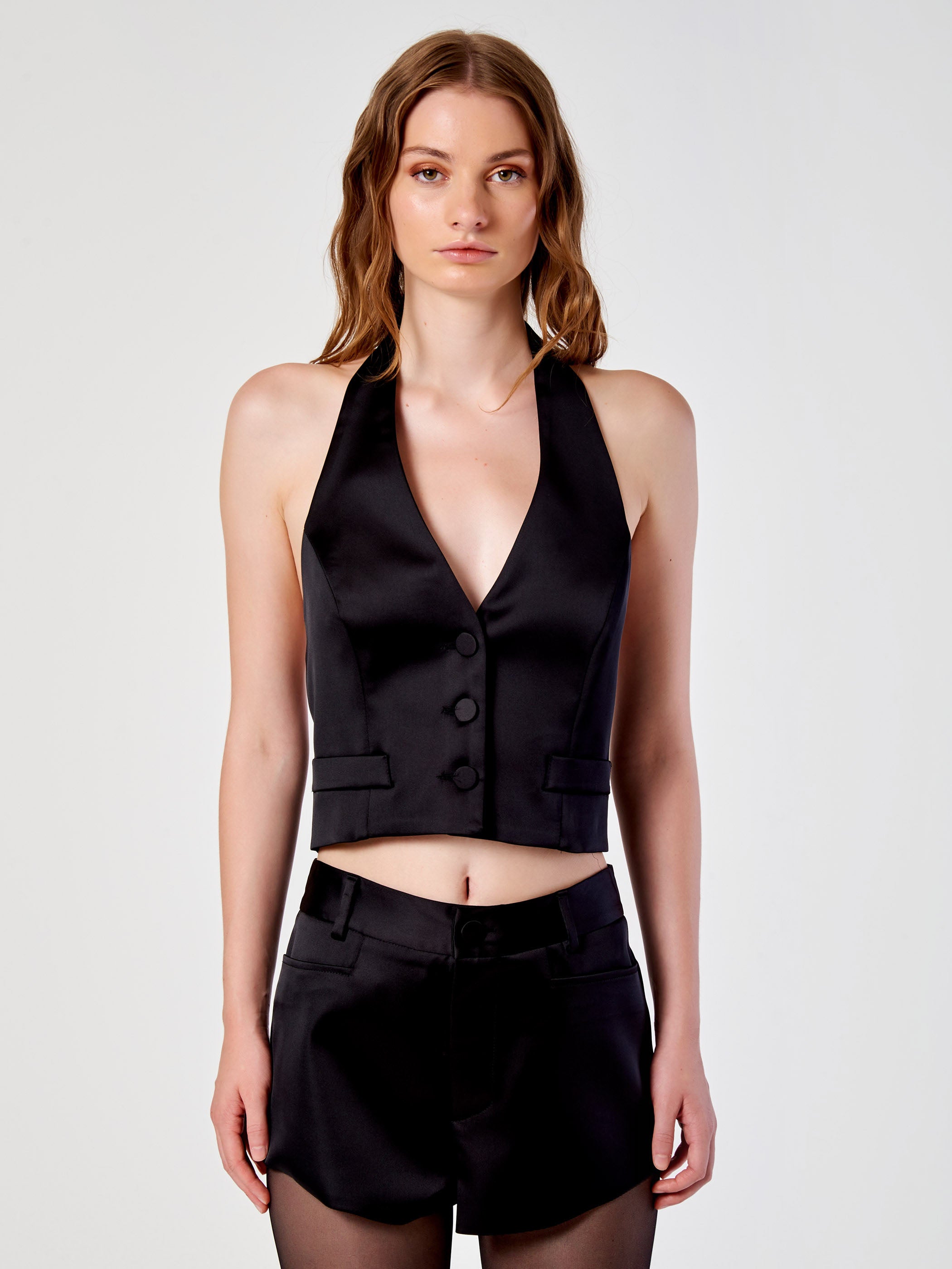 Cropped Satin Vest