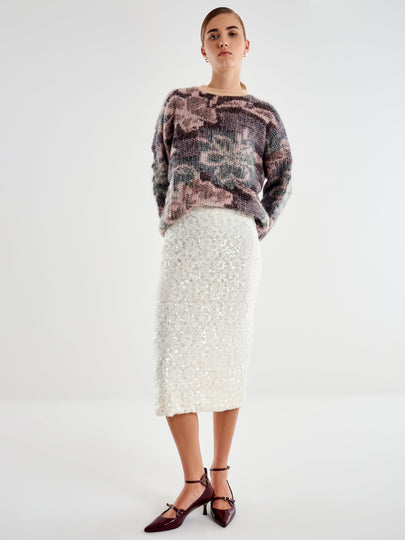 Lace and Sequins Longuette Skirt