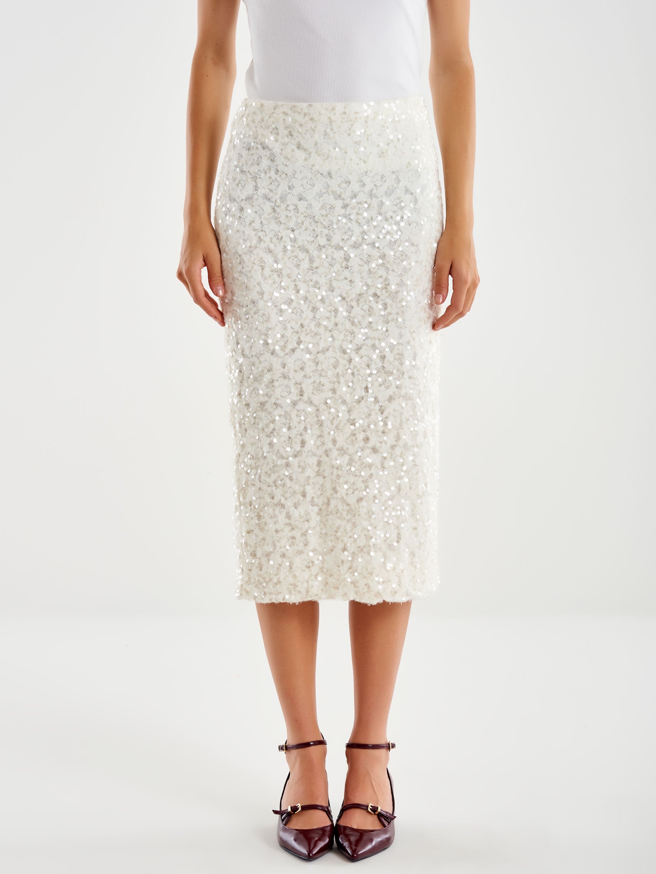 Lace and Sequins Longuette Skirt