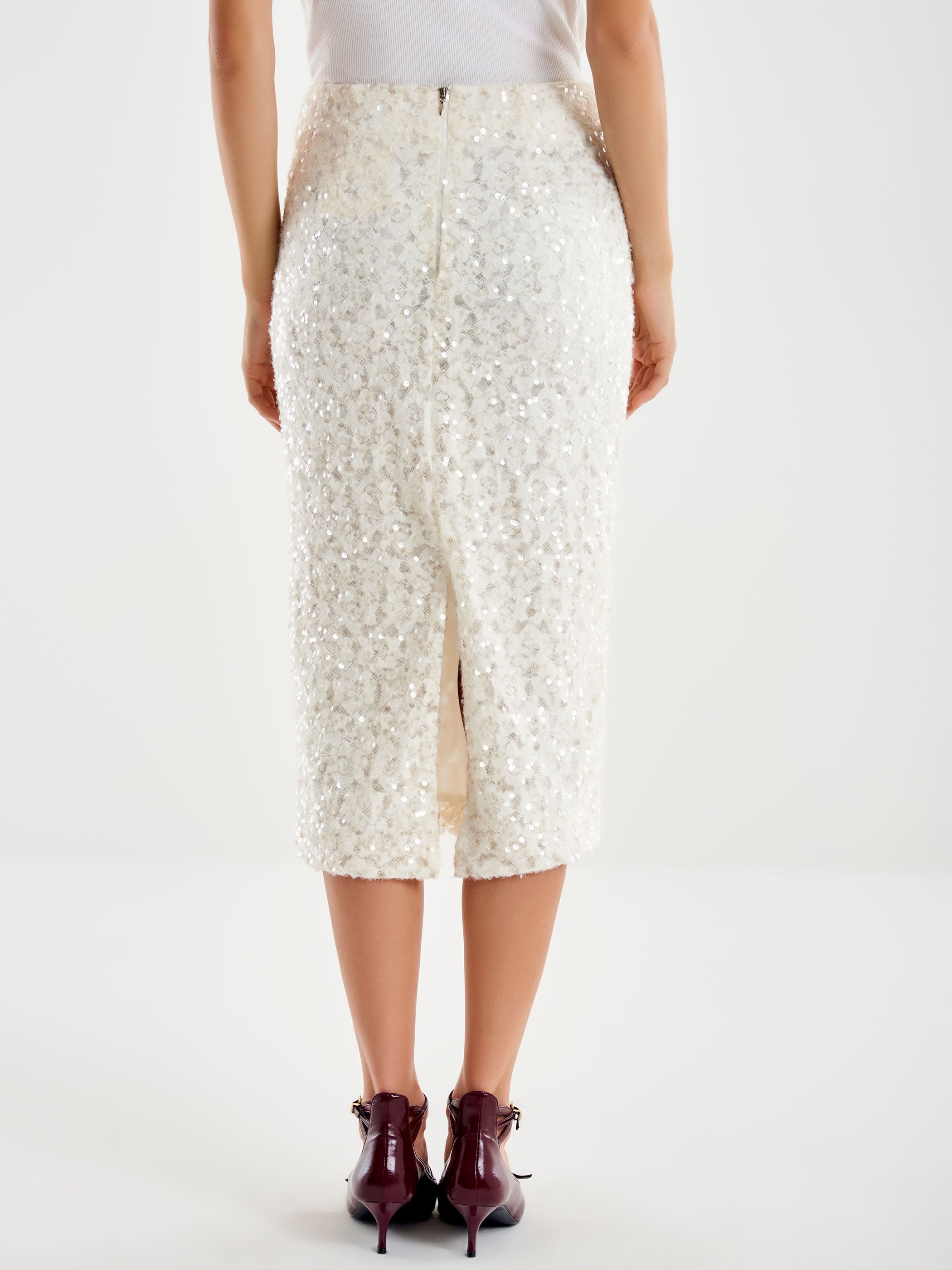 Lace and Sequins Longuette Skirt