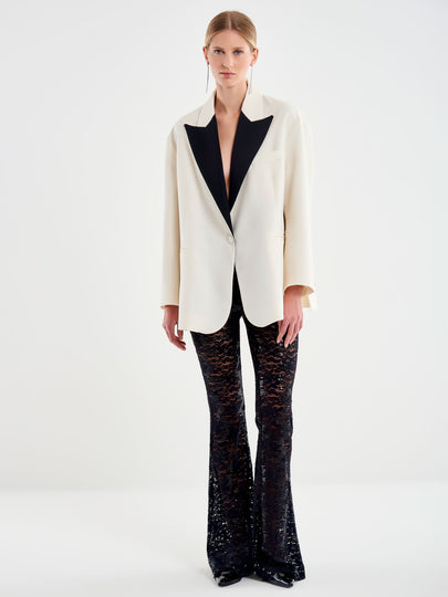 Wide Lace and Sequins Trousers