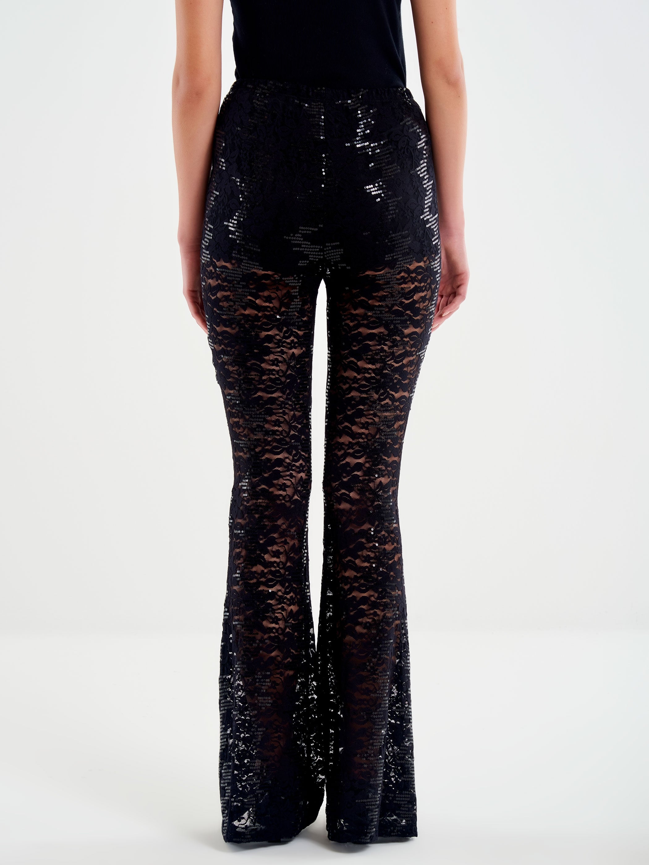 Wide Lace and Sequins Trousers