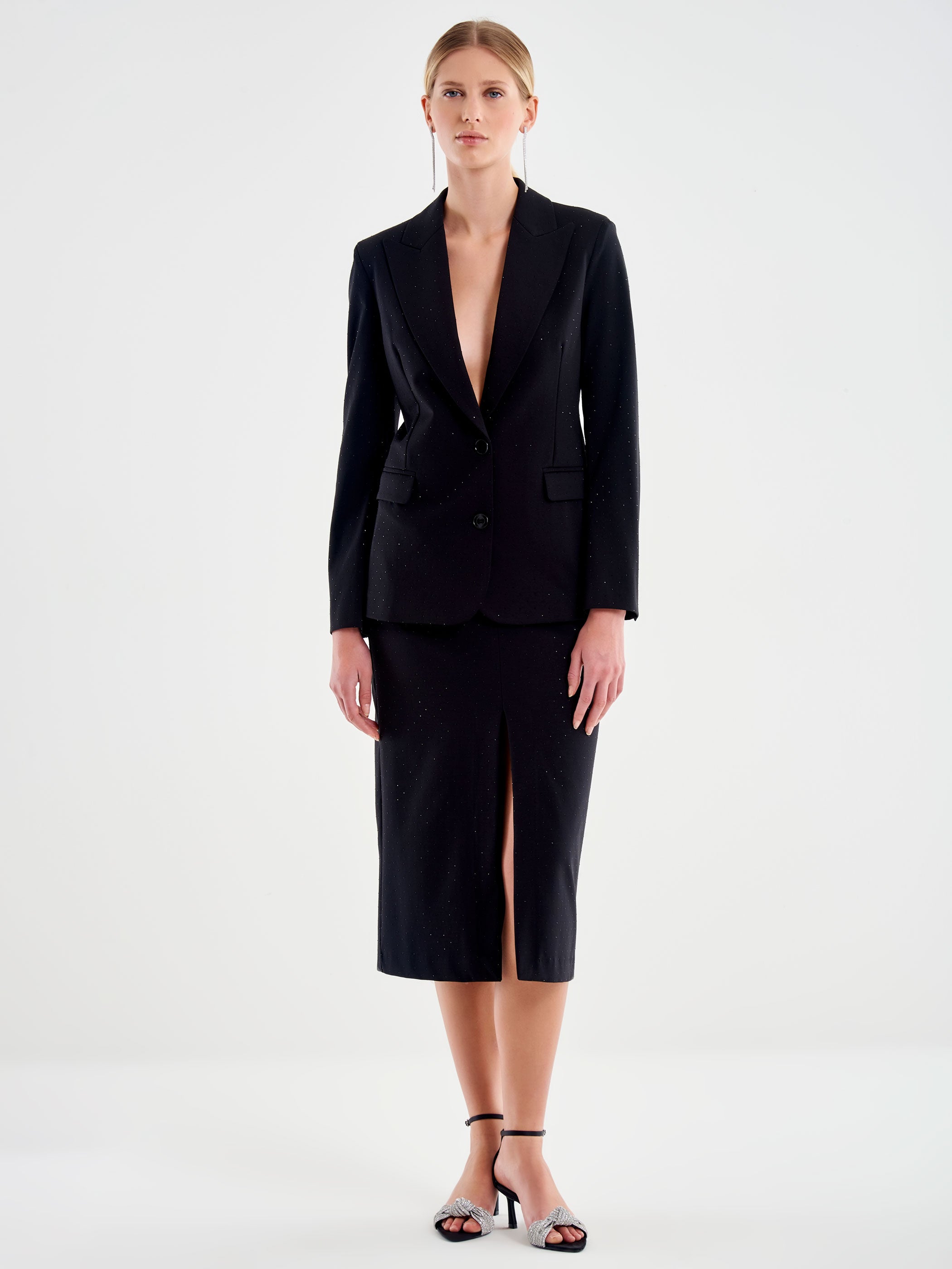 Vicolo Blazer Sfiancato con Strass Nero