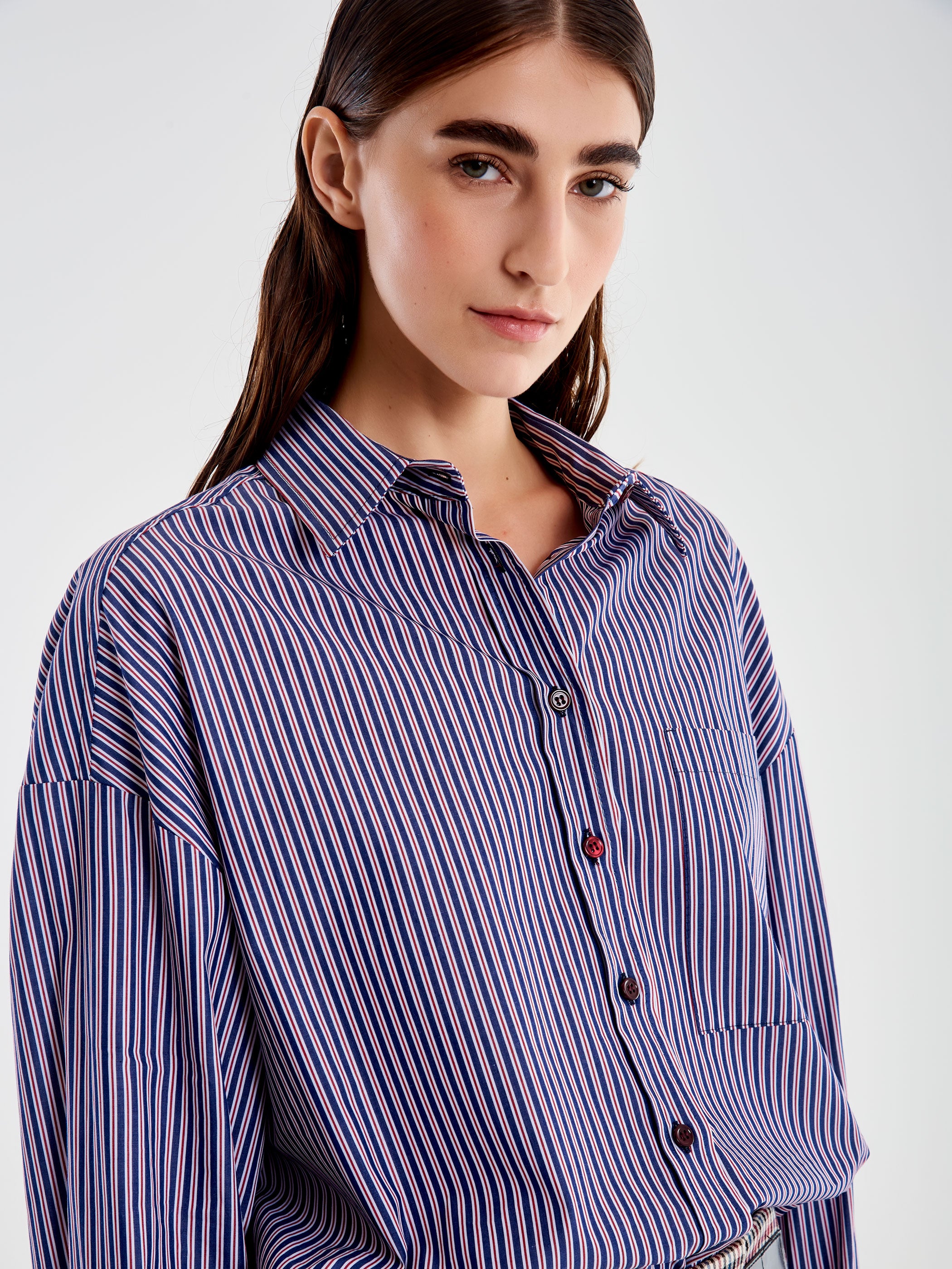 Vicolo Camicia con Tasca a Righe Blu