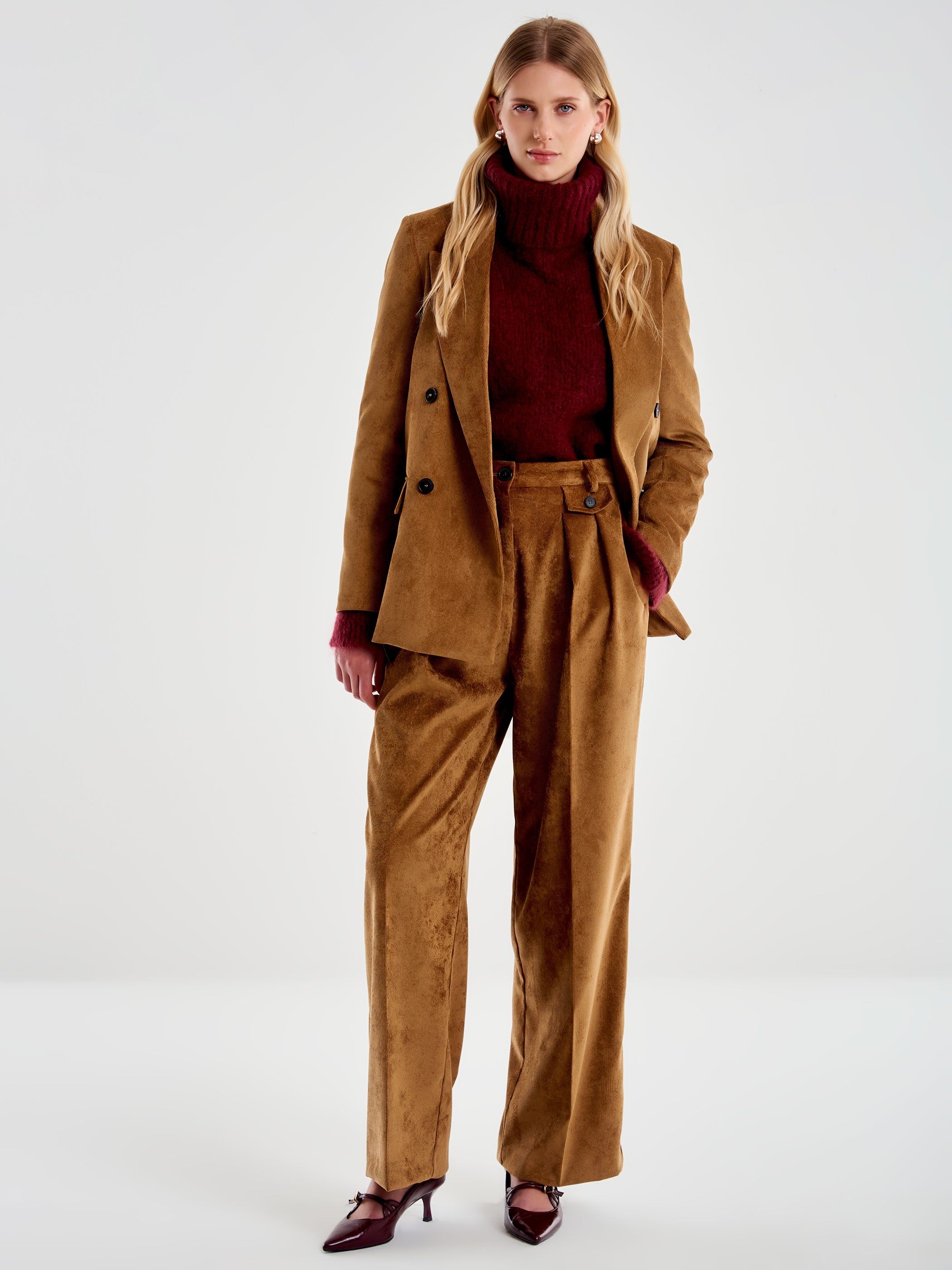 Vicolo Pantalone in Velluto a Coste Cammello