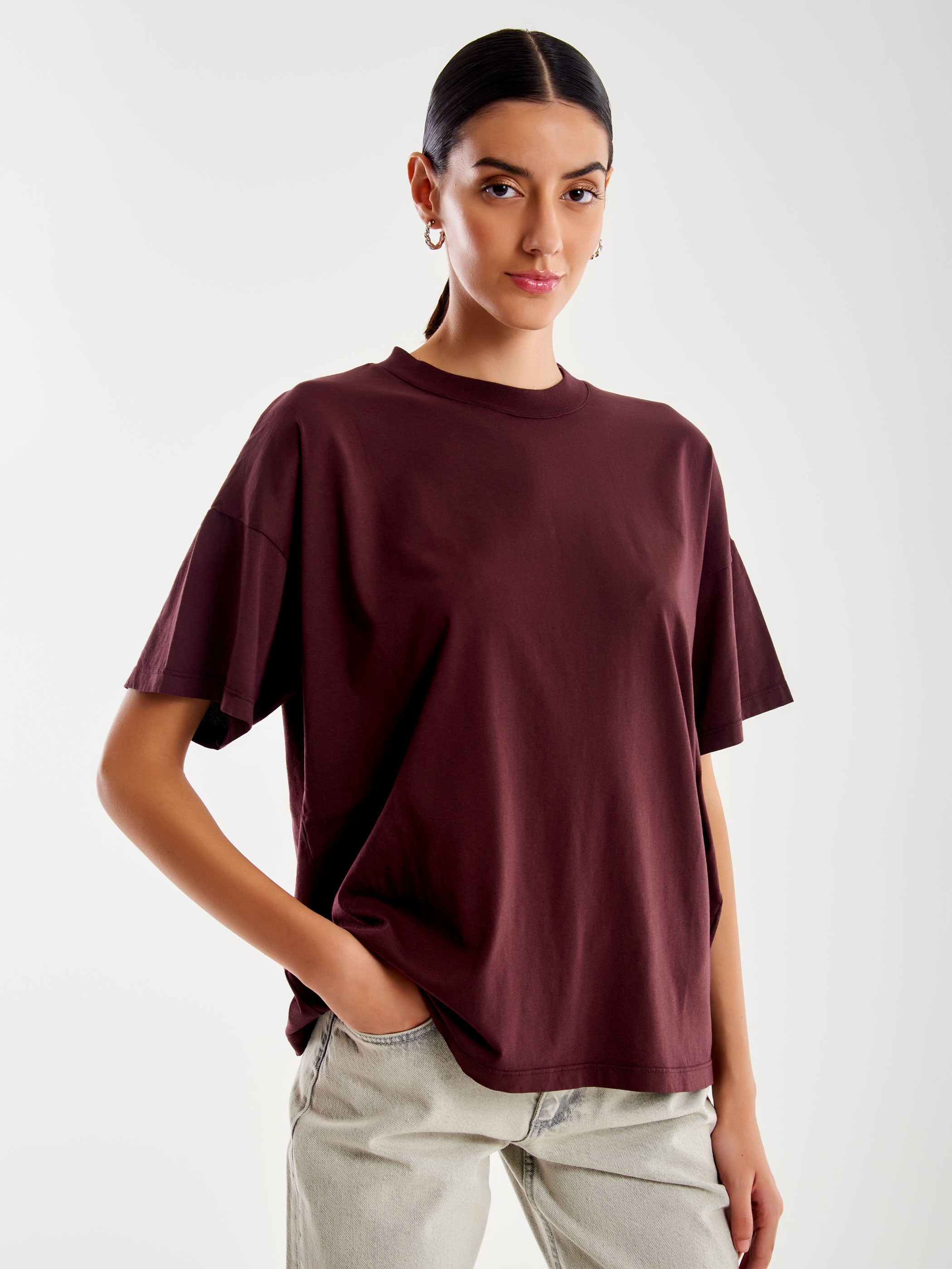 Vicolo T-Shirt Basic Over Bordeaux